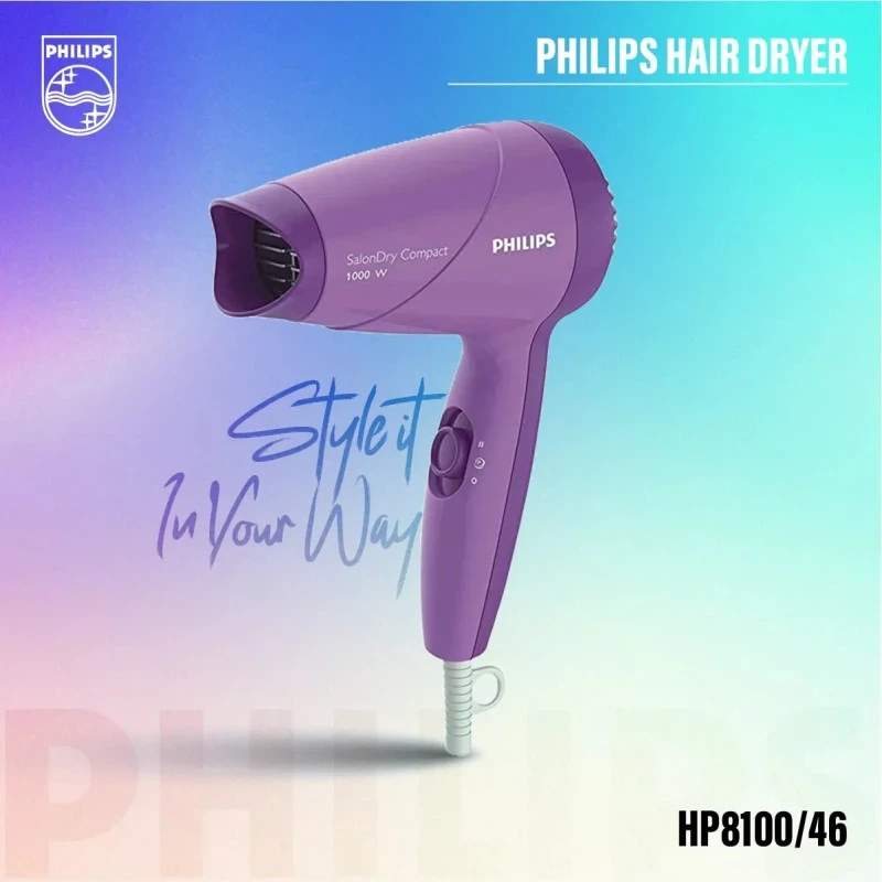 Philips HP8100/46 Hair Dryer-1000 Watts- Purple