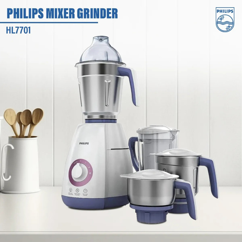 Philips Viva Collection HL7701/00 Mixer Grinder, 750 Watts, 4 Jars (Elegant Lavender and White)