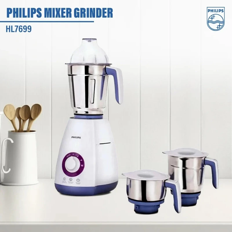 Philips HL7699/00 Mixer Grinder 3 Jars 750-Watt (White/Grey)