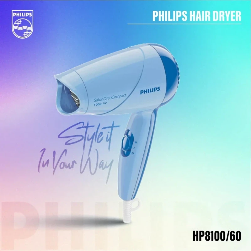 Philips HP8100/60 Compact Hair Dryer Thermo-Protect prevents over-hearting Compact Hair Dryer 1000 Watts