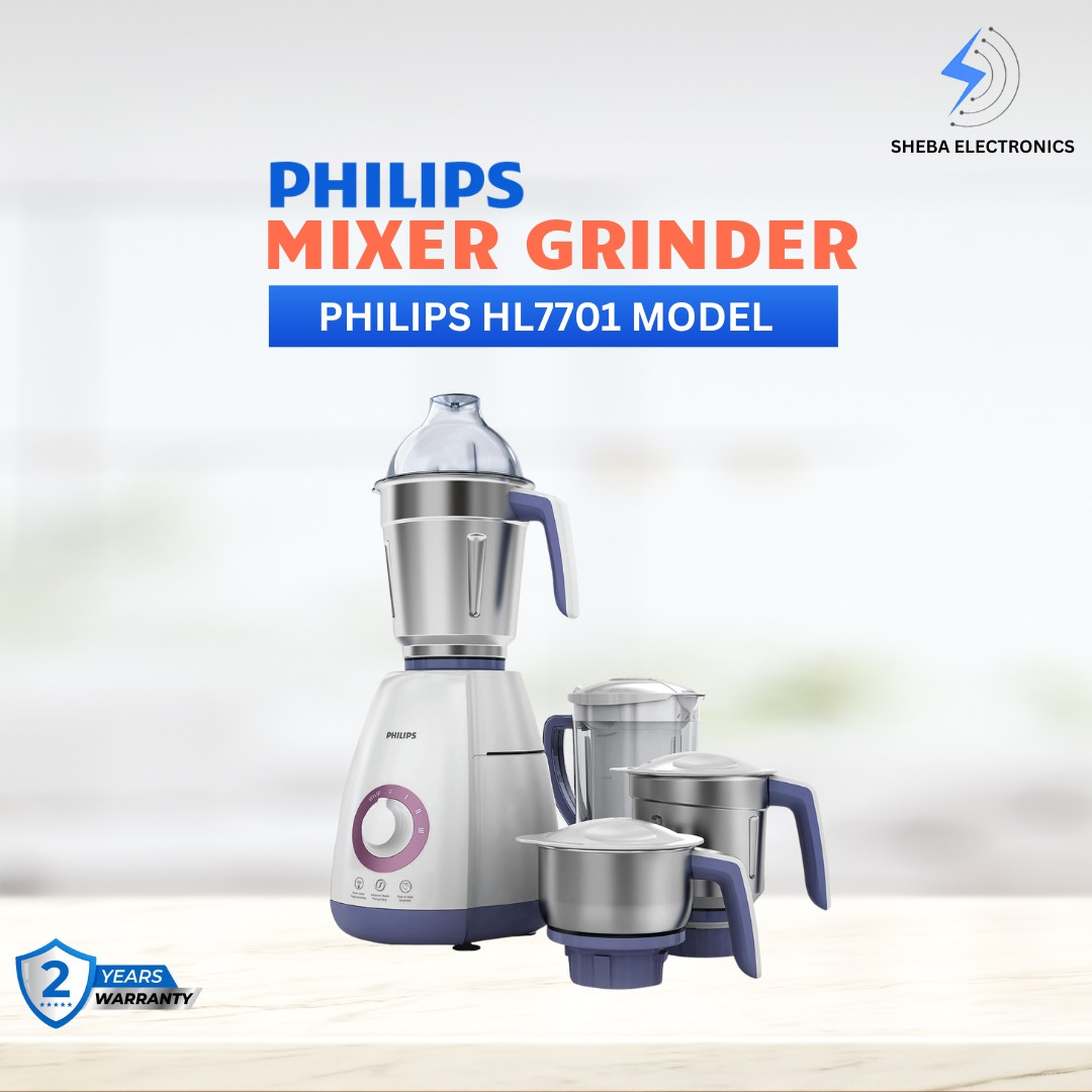 Philips Viva Collection HL7701/00 Mixer Grinder, 750 Watts, 4 Jars (Elegant Lavender and White)