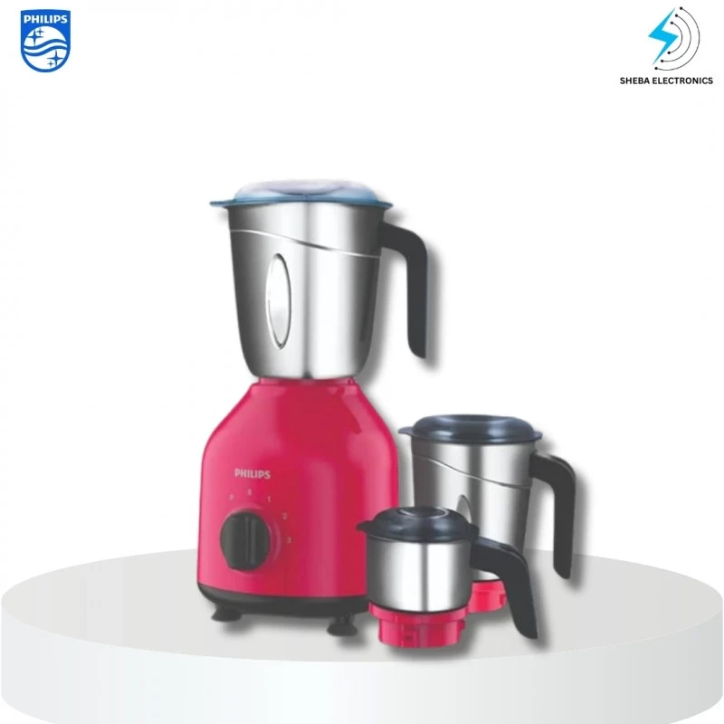 Philips HL7756/02 Mixer Grinder 750 Watt, 3 Stainless Steel Multipurpose Jars with 3 Speed Control and Pulse function (RED)