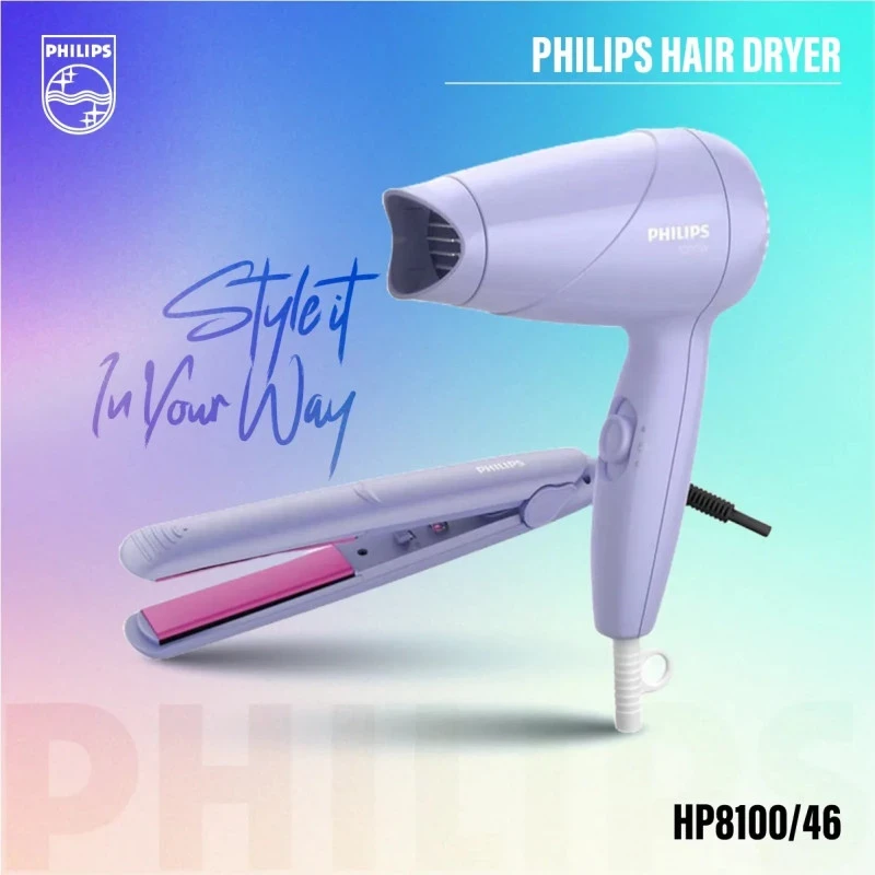 Philips HP8643/56 Hair Dryer and Straightener Combo 1000 Watts-Purple