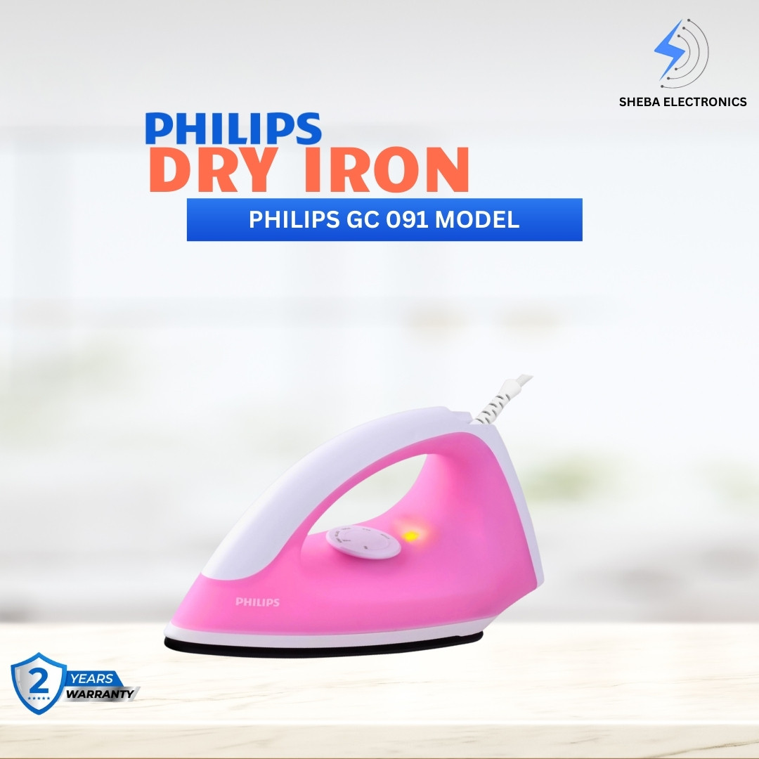 Philips Dry Iron  GC091 750 Watts Nonstick (Pink Color)