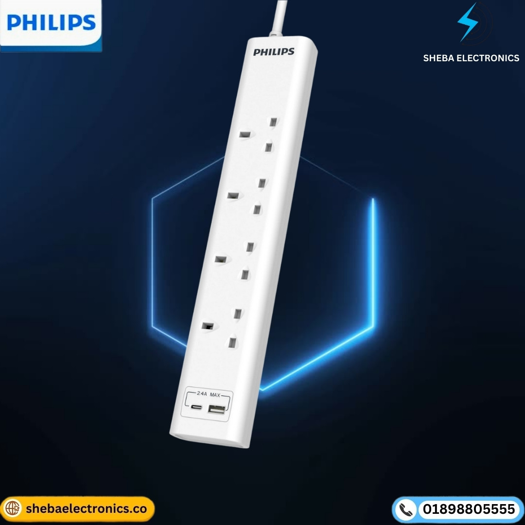 Philips CHP4141WA/69 Power Multiplier – 4 Way Extension Socket with 2 USB Ports